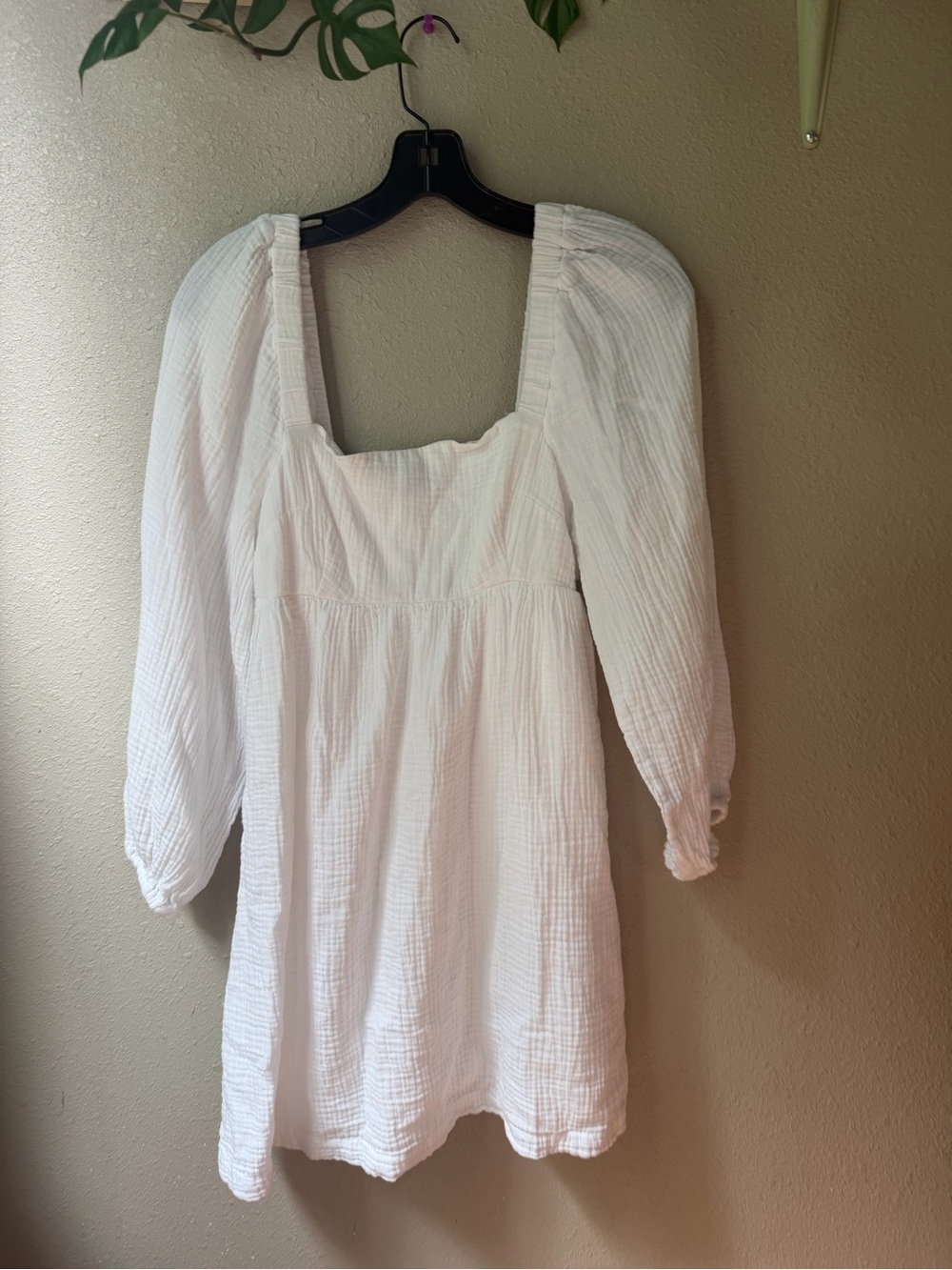 J. Crew White Square-Neck Puff Sleeve Mini Dress